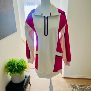 Pink and White Quarter-Zip Pullover